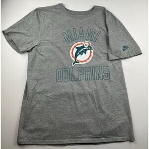 Miami Dolphins The Nike Tee Size Large Athletic Cut T-Shirt Gray Dolphins Logo